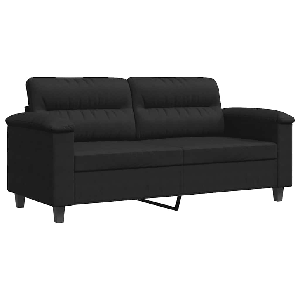 Canapé à 2 places Noir 140 cm Tissu microfibre - XIOS