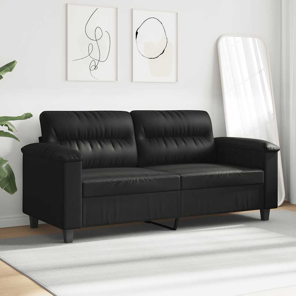 Canapé à 2 places Noir 140 cm Tissu microfibre - XIOS