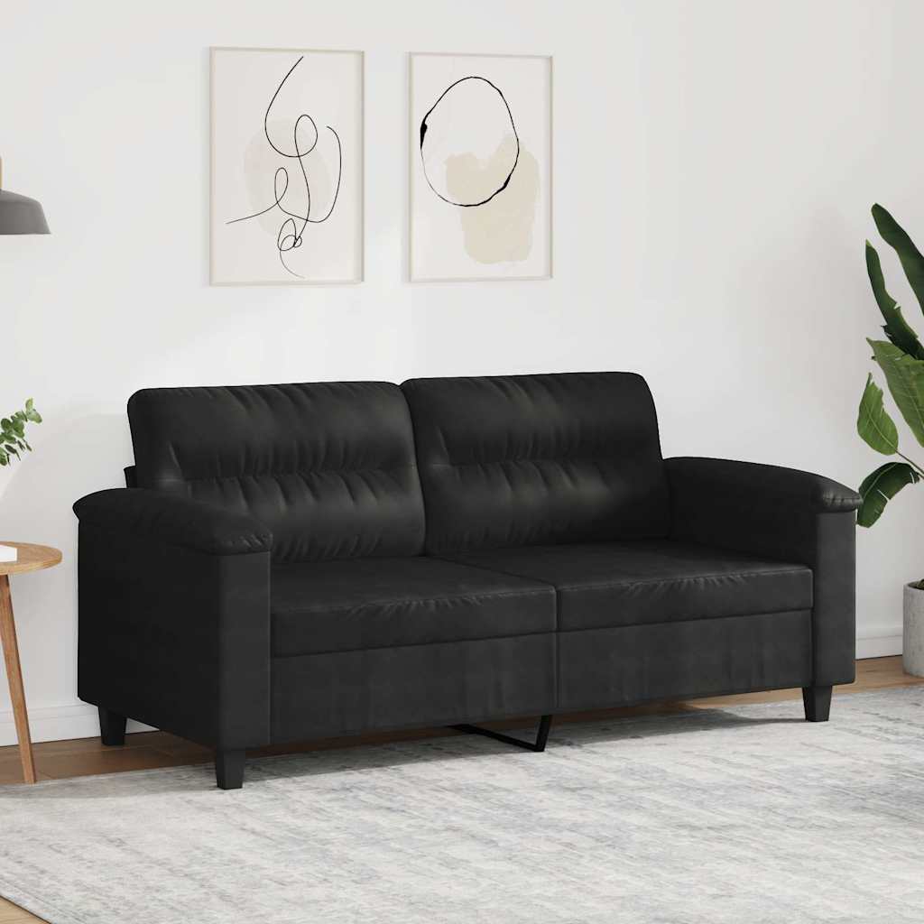 Canapé à 2 places Noir 140 cm Tissu microfibre - XIOS