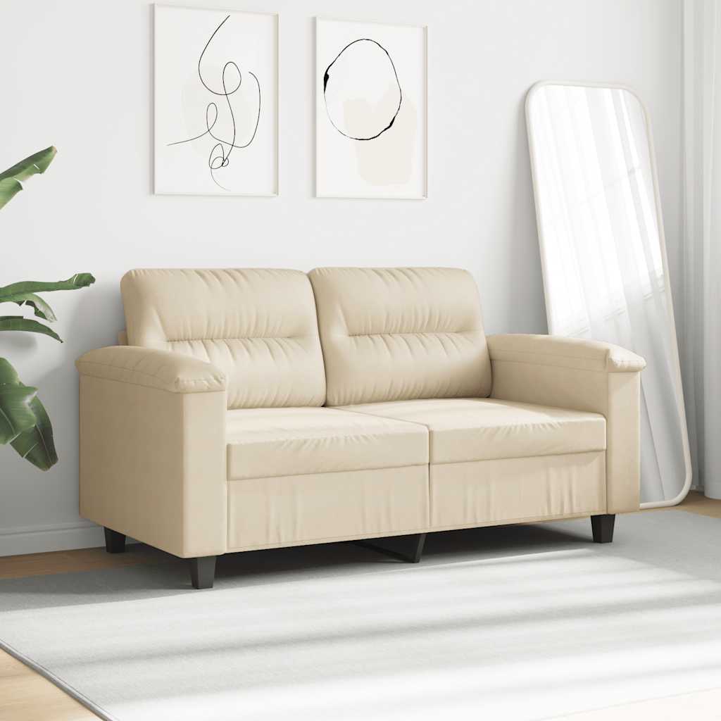 Canapé à 2 places Crème 140 cm Tissu microfibre - XIOS