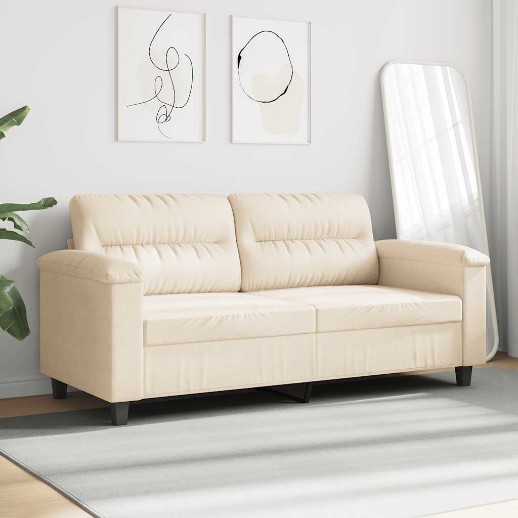 Canapé à 2 places Beige 140 cm Tissu microfibre - XIOS
