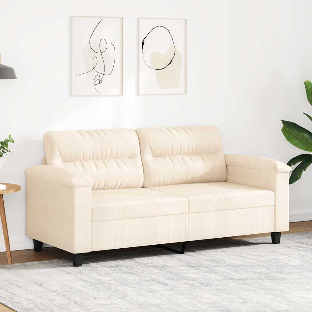 Canapé à 2 places Beige 140 cm Tissu microfibre - XIOS