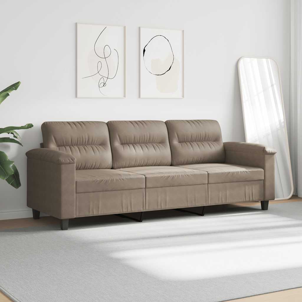 Canapé à 3 places Taupe 180 cm Tissu microfibre - XIOS