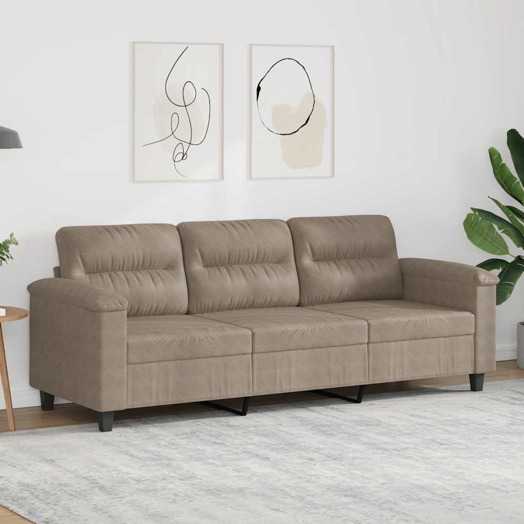 Canapé à 3 places Taupe 180 cm Tissu microfibre - XIOS