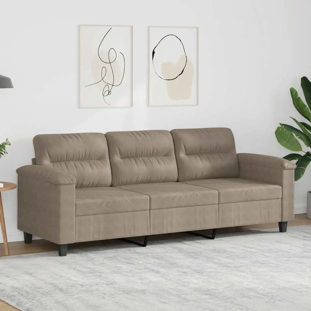 Canapé à 3 places Taupe 180 cm Tissu microfibre - XIOS