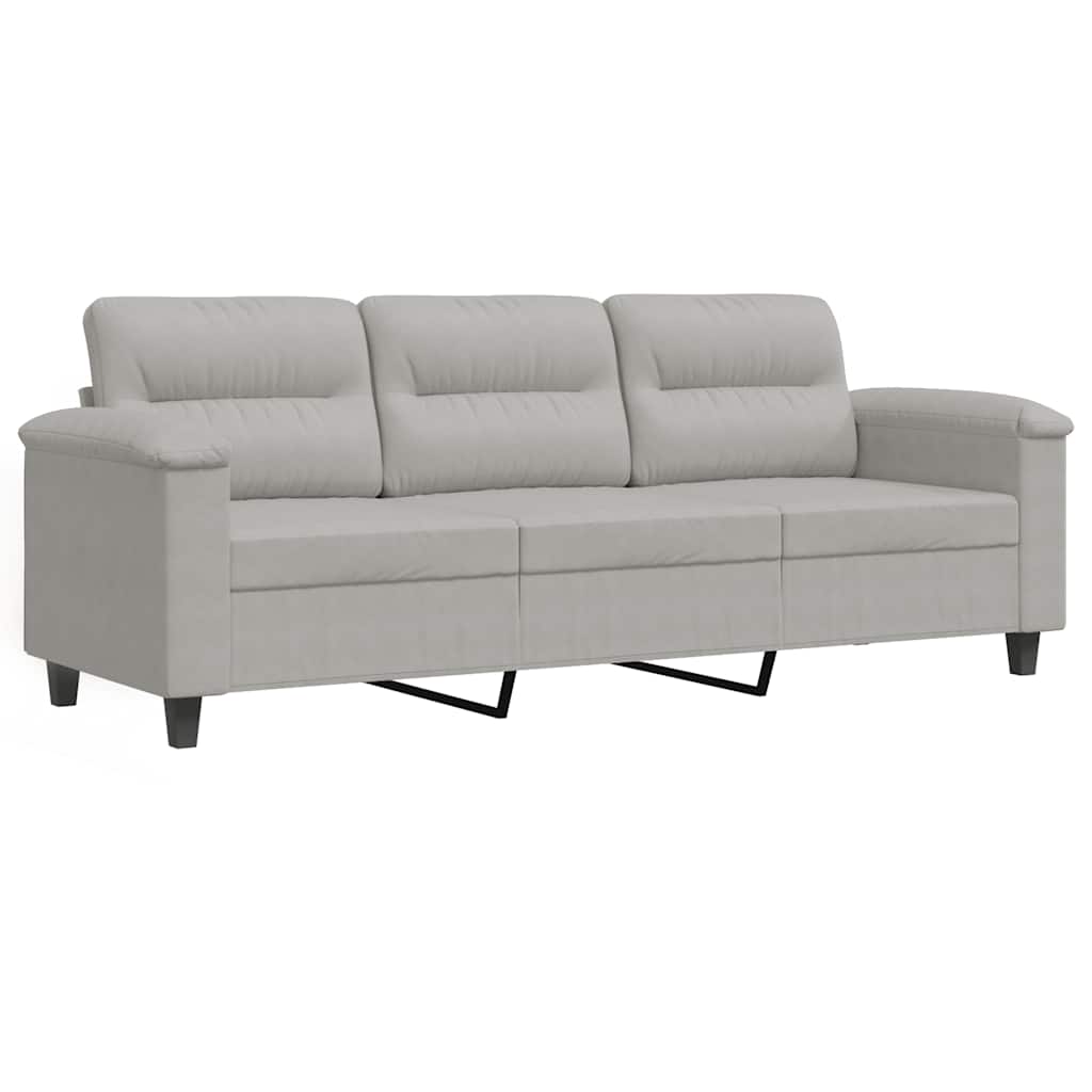 Canapé à 3 places Gris clair 180 cm Tissu microfibre - XIOS