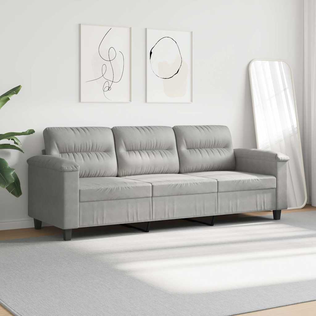 Canapé à 3 places Gris clair 180 cm Tissu microfibre - XIOS