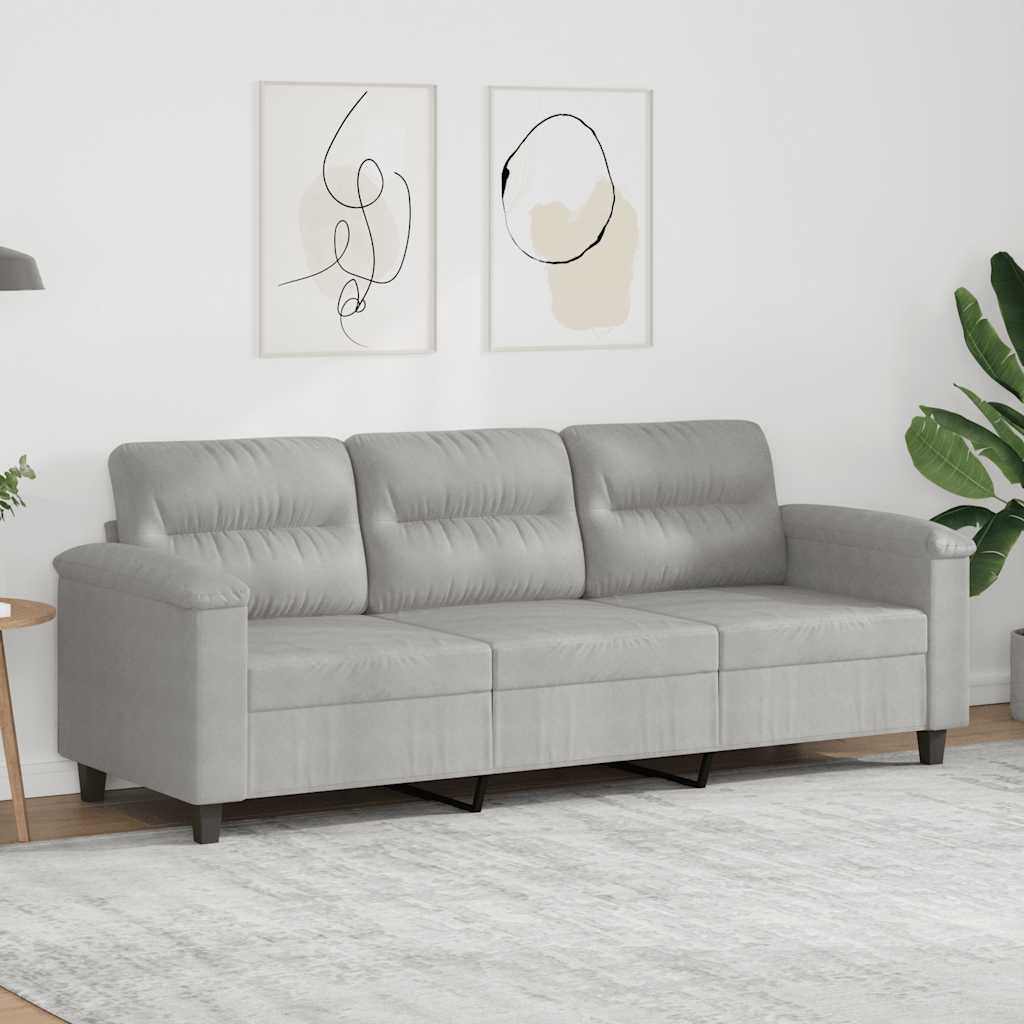 Canapé à 3 places Gris clair 180 cm Tissu microfibre - XIOS