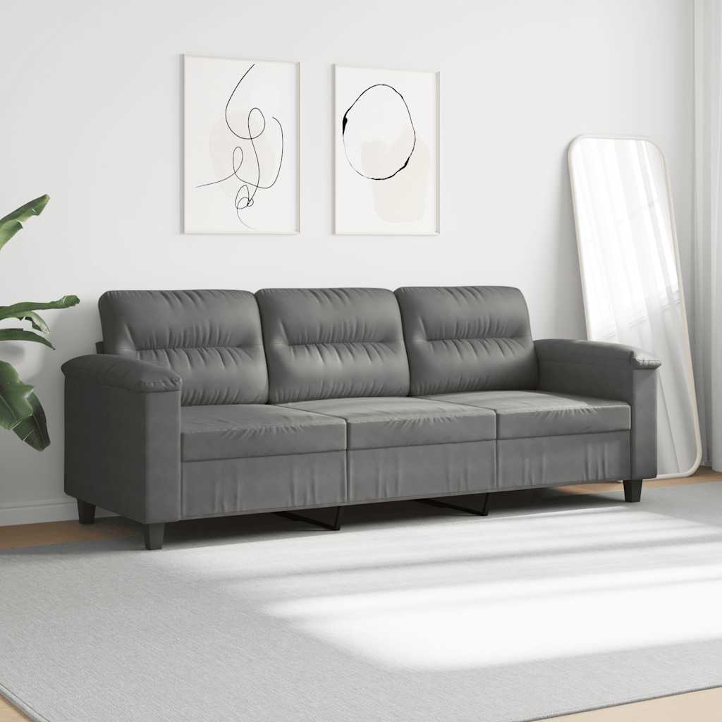 Canapé à 3 places Gris foncé 180 cm Tissu microfibre - XIOS