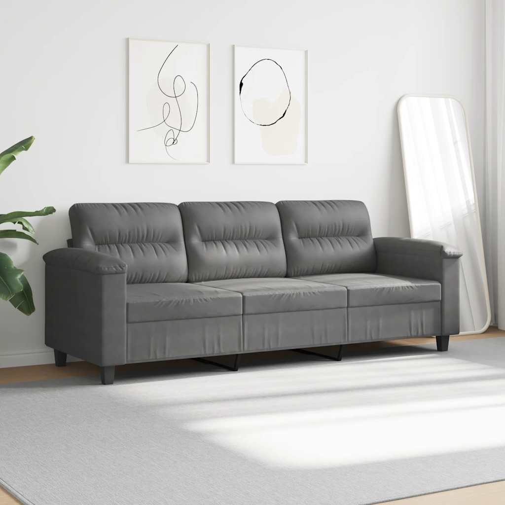 Canapé à 3 places Gris foncé 180 cm Tissu microfibre - XIOS