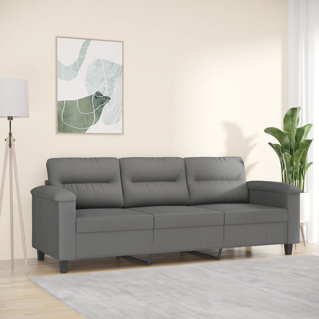 Canapé à 3 places Gris foncé 180 cm Tissu microfibre - XIOS