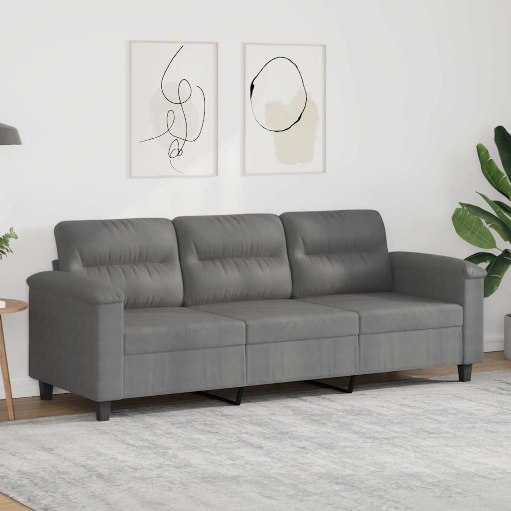 Canapé à 3 places Gris foncé 180 cm Tissu microfibre - XIOS