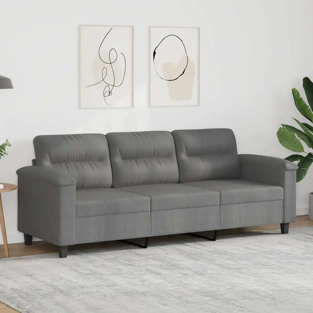 Canapé à 3 places Gris foncé 180 cm Tissu microfibre - XIOS
