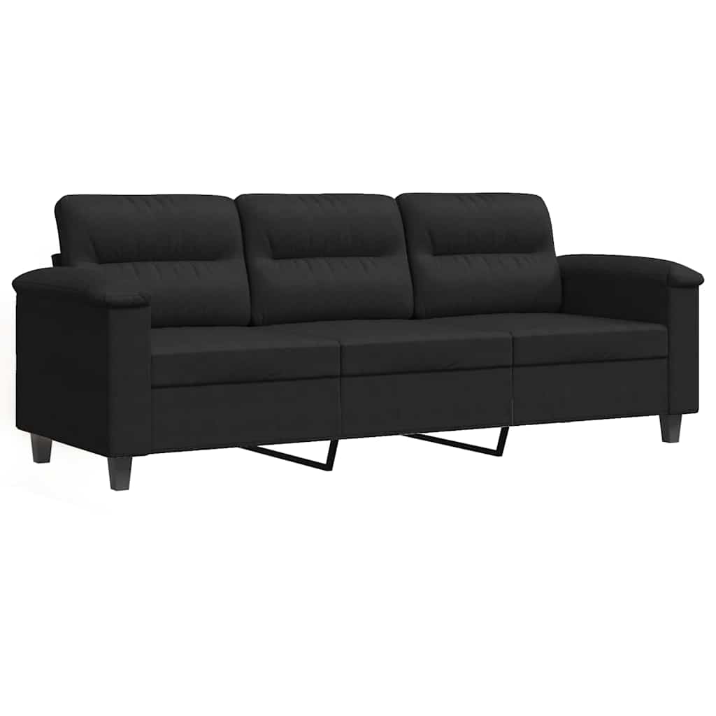 Canapé à 3 places Noir 180 cm Tissu microfibre - XIOS