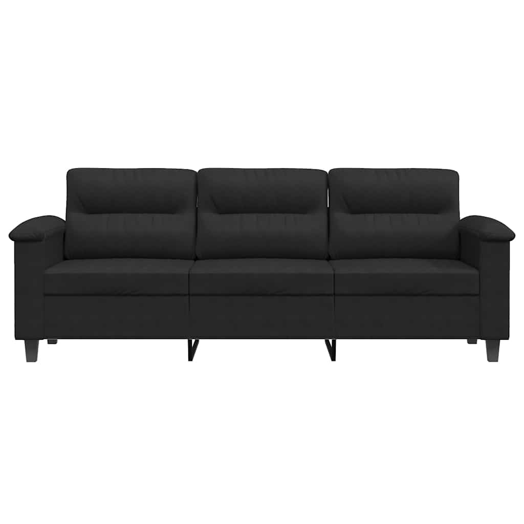 Canapé à 3 places Noir 180 cm Tissu microfibre - XIOS