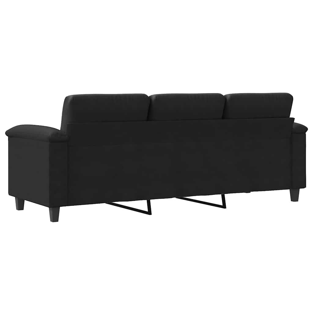 Canapé à 3 places Noir 180 cm Tissu microfibre - XIOS
