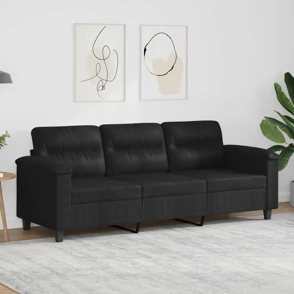 Canapé à 3 places Noir 180 cm Tissu microfibre - XIOS