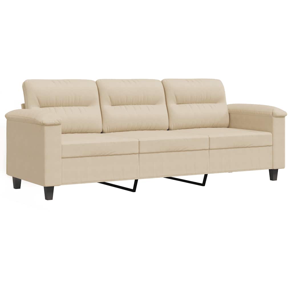 Canapé à 3 places Crème 180 cm Tissu microfibre - XIOS