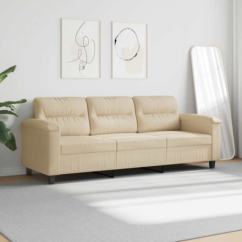 Canapé à 3 places Crème 180 cm Tissu microfibre - XIOS