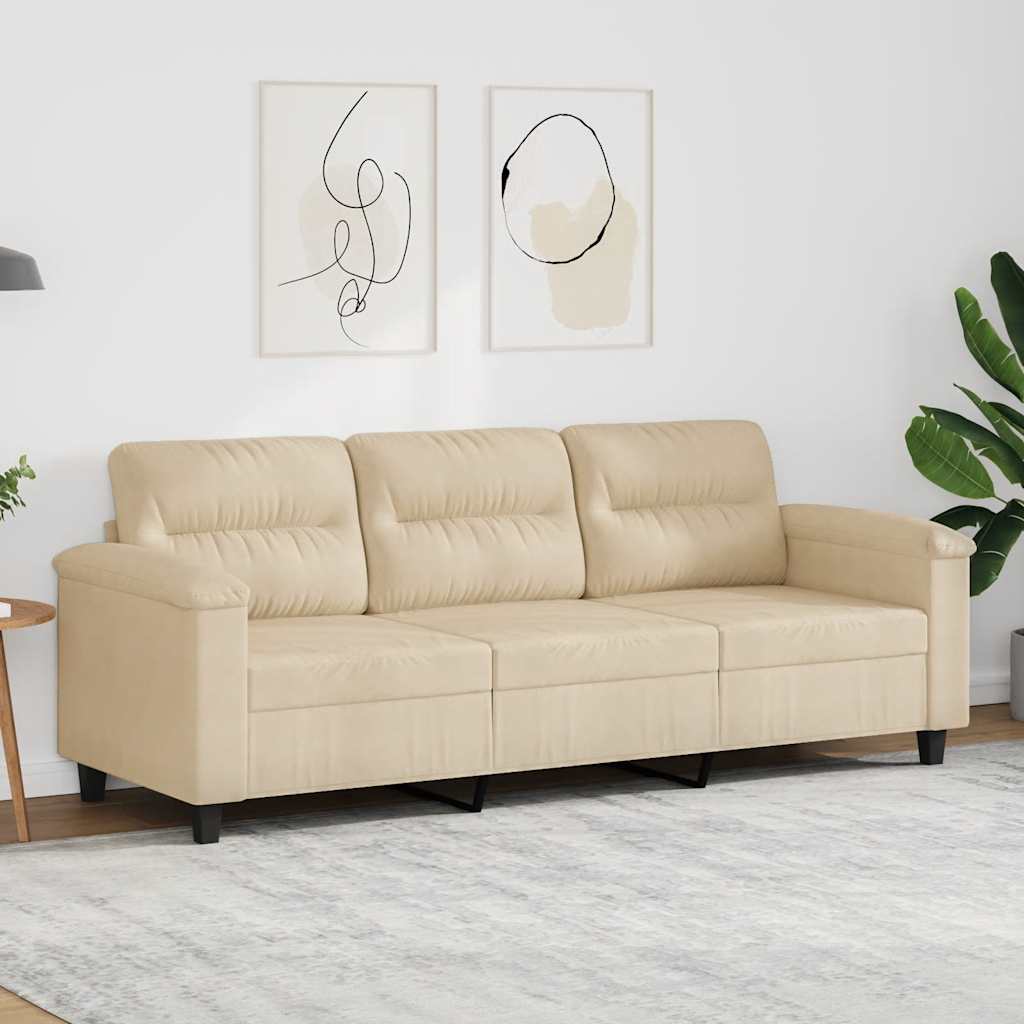 Canapé à 3 places Crème 180 cm Tissu microfibre - XIOS
