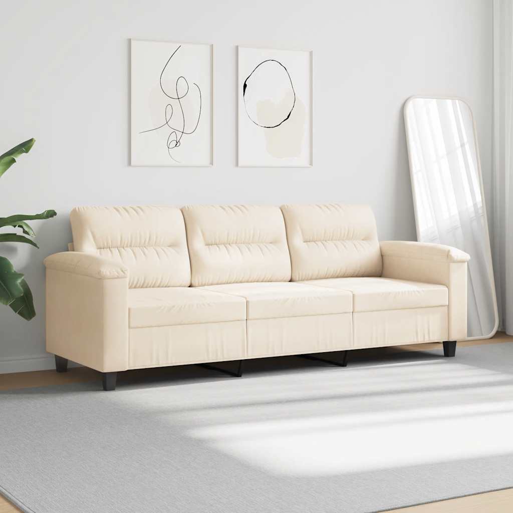 Canapé à 3 places Beige 180 cm Tissu microfibre - XIOS