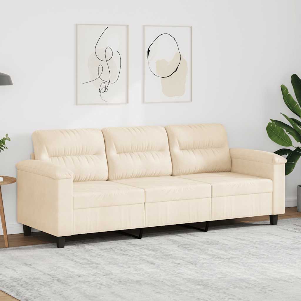 Canapé à 3 places Beige 180 cm Tissu microfibre - XIOS