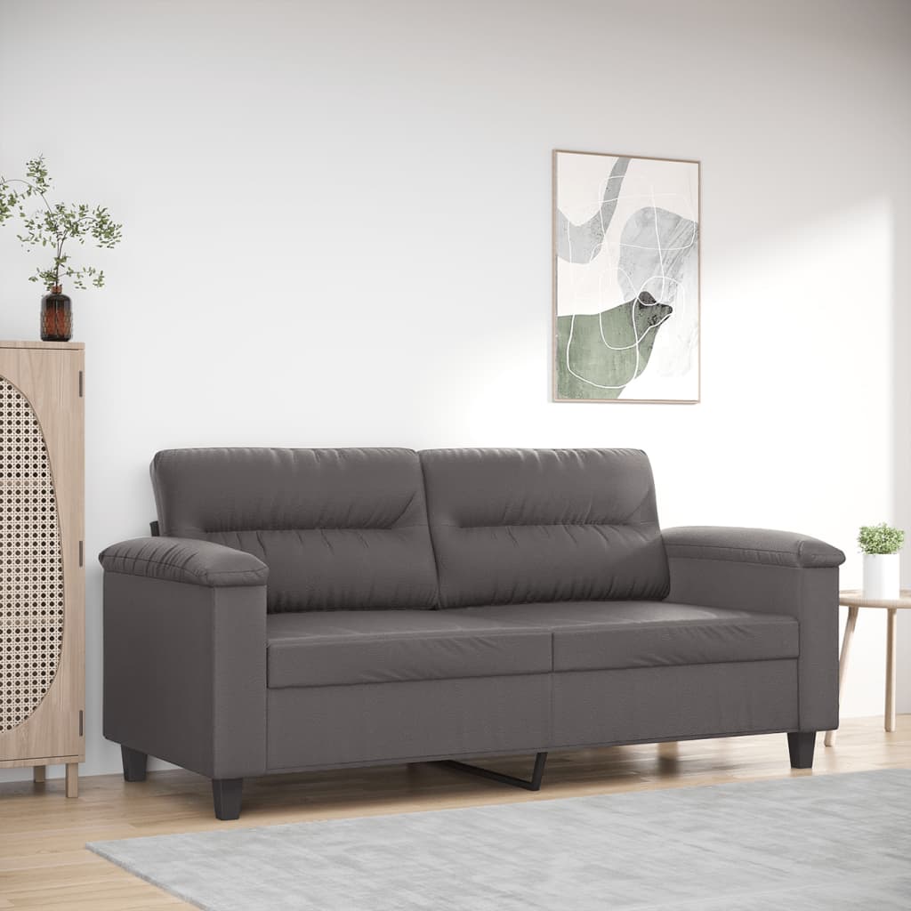 Canapé à 2 places Gris 140 cm Similicuir - XIOS