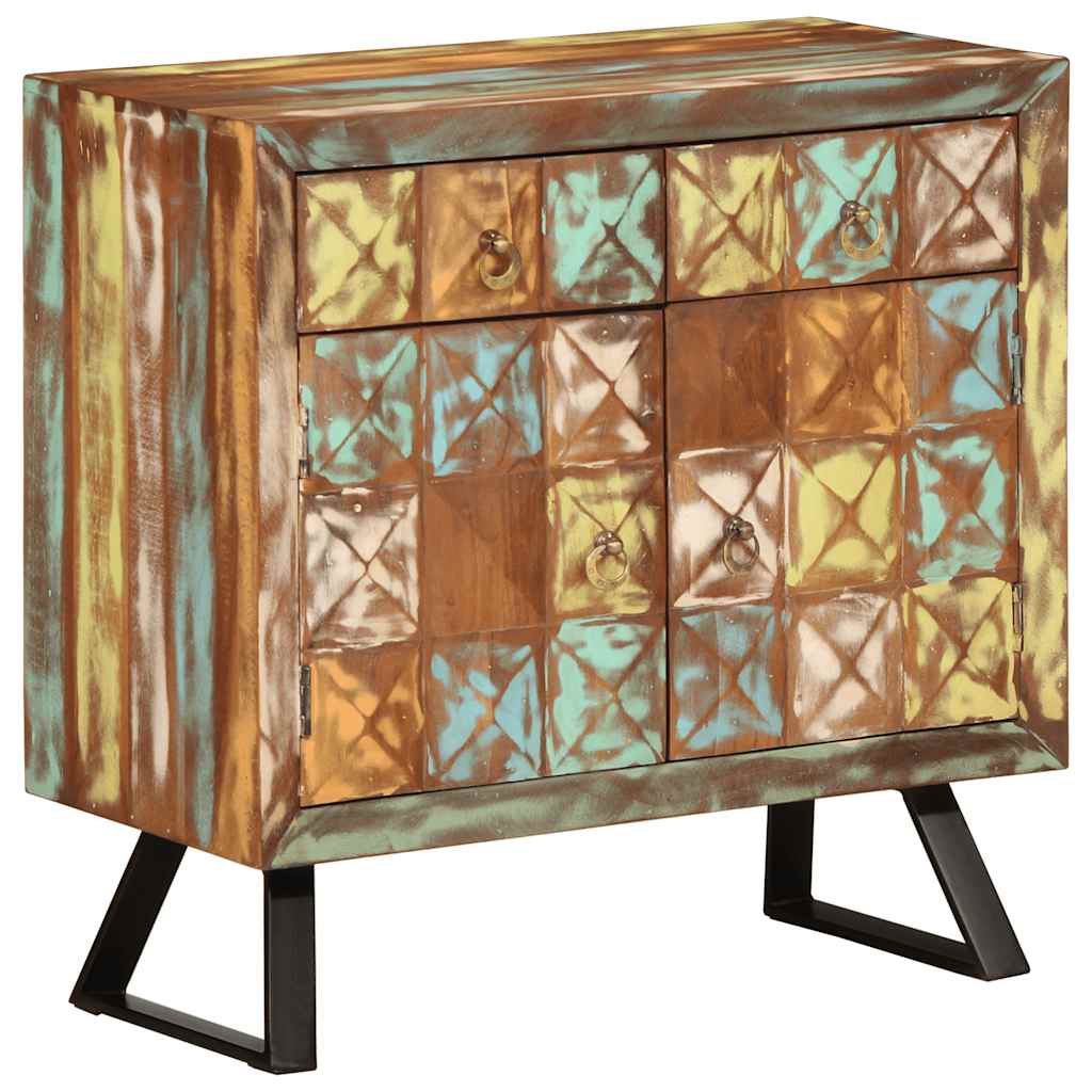 Armoire à tiroir multicolore 70x35x70 cm bois de récupération - XIOS