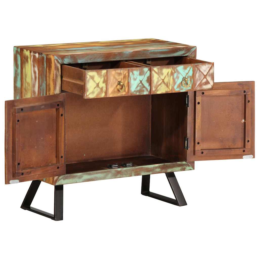 Armoire à tiroir multicolore 70x35x70 cm bois de récupération - XIOS