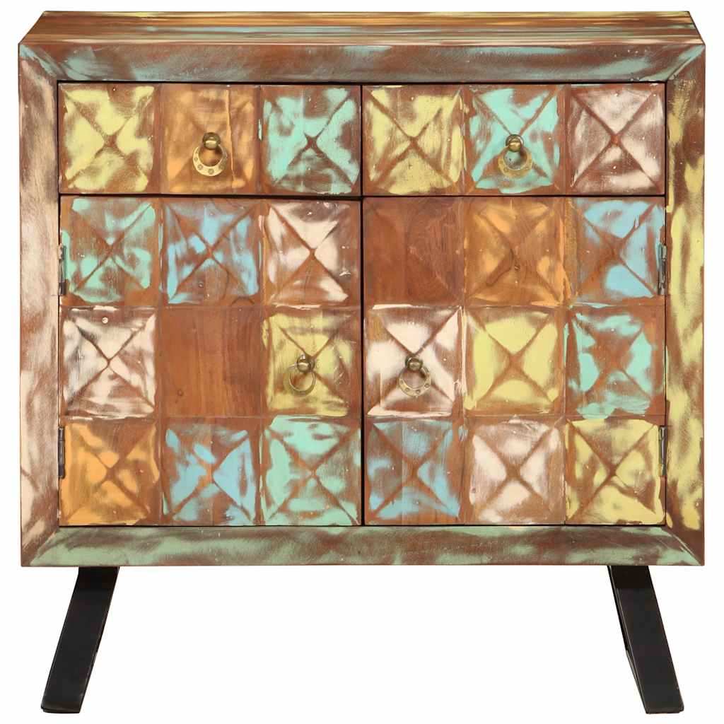 Armoire à tiroir multicolore 70x35x70 cm bois de récupération - XIOS