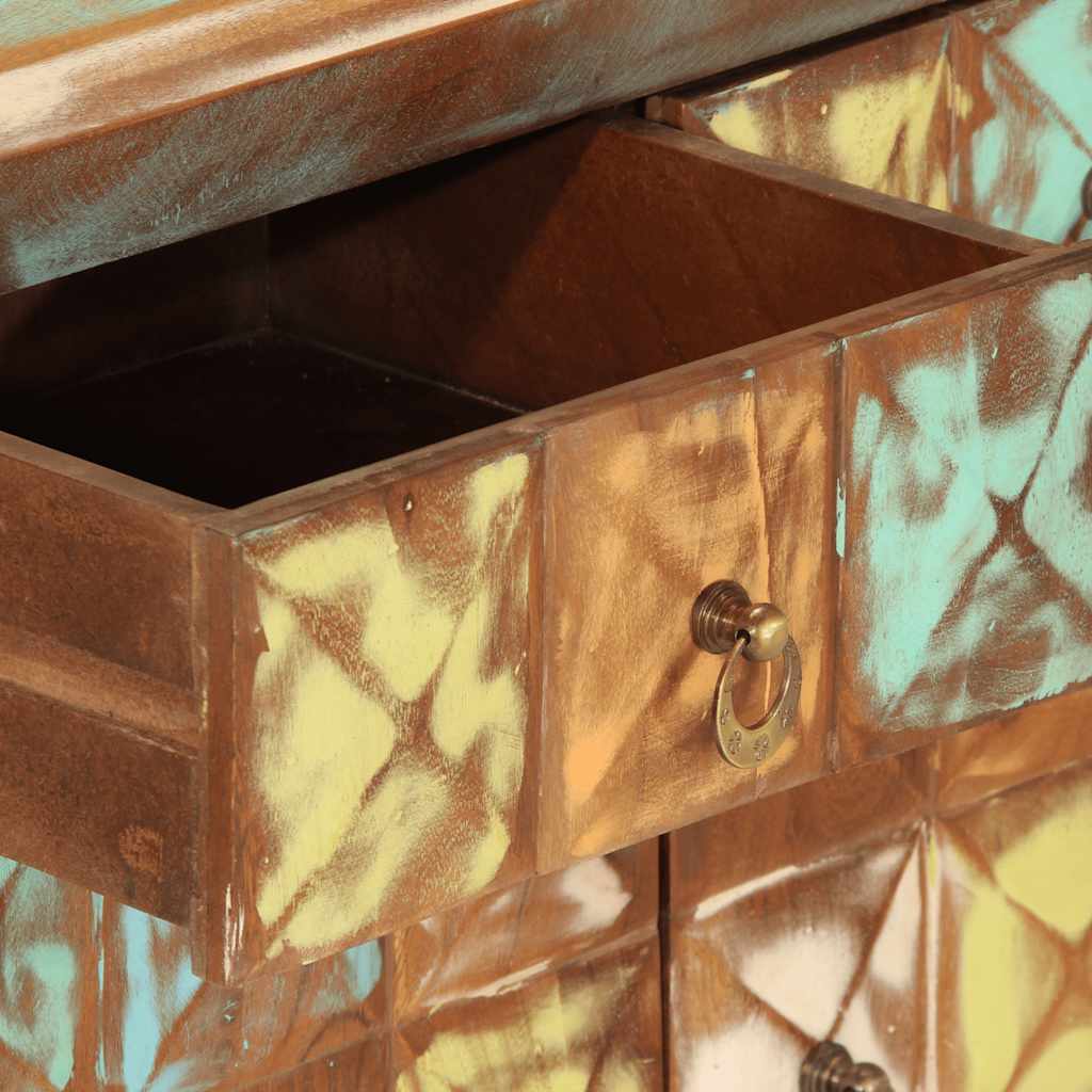 Armoire à tiroir multicolore 70x35x70 cm bois de récupération - XIOS