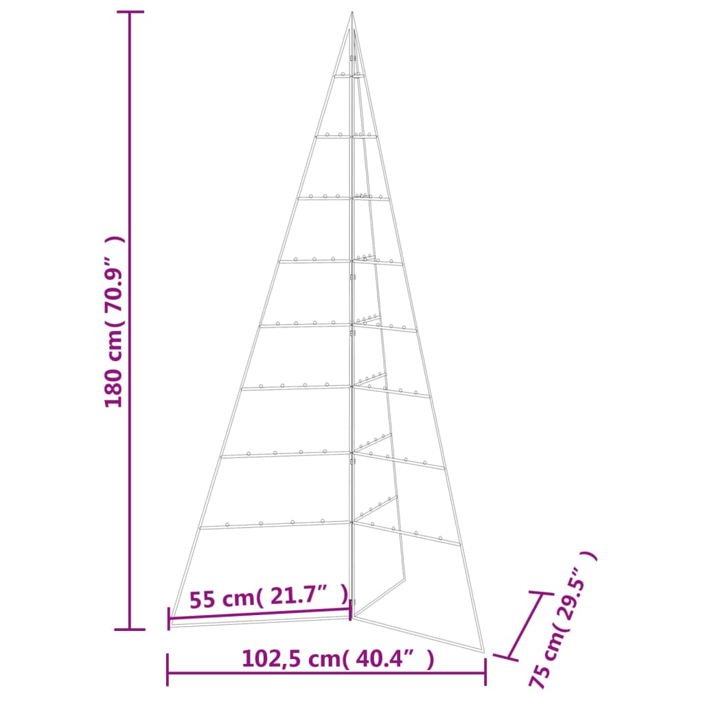 Arbre de Noël en métal pour décoration noir 180 cm - XIOS