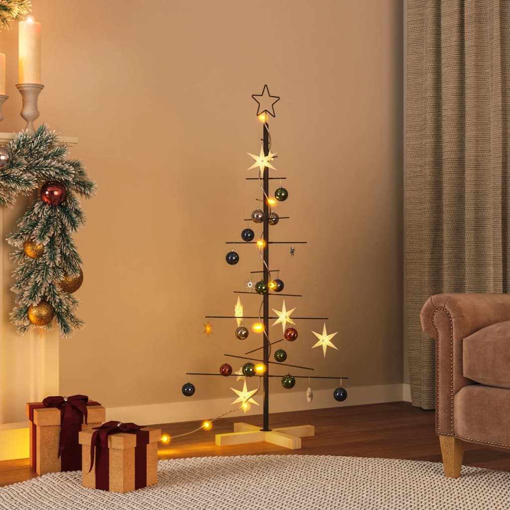 Arbre de Noël en métal avec base en bois noir 120 cm - XIOS