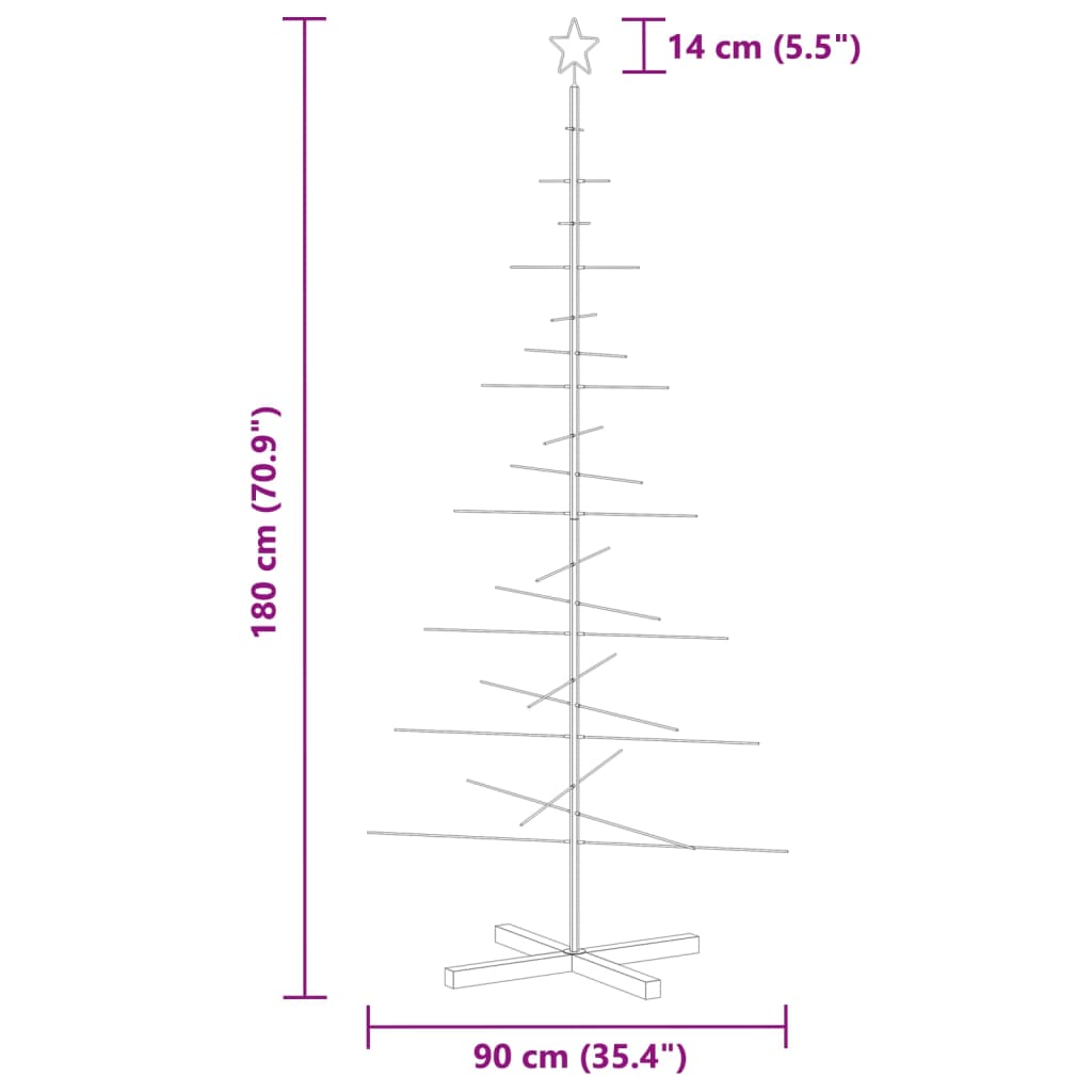 Arbre de Noël en métal avec base en bois noir 180 cm - XIOS