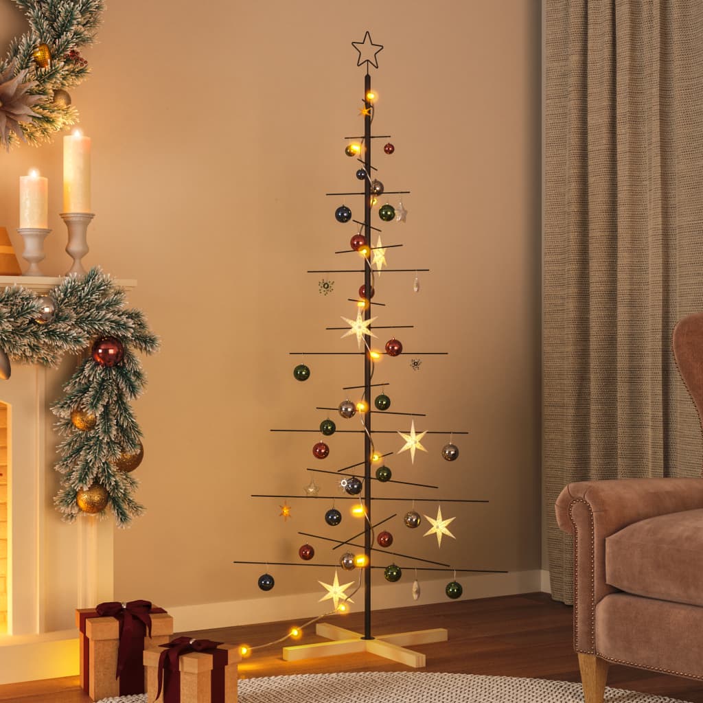 Arbre de Noël en métal avec base en bois noir 180 cm - XIOS