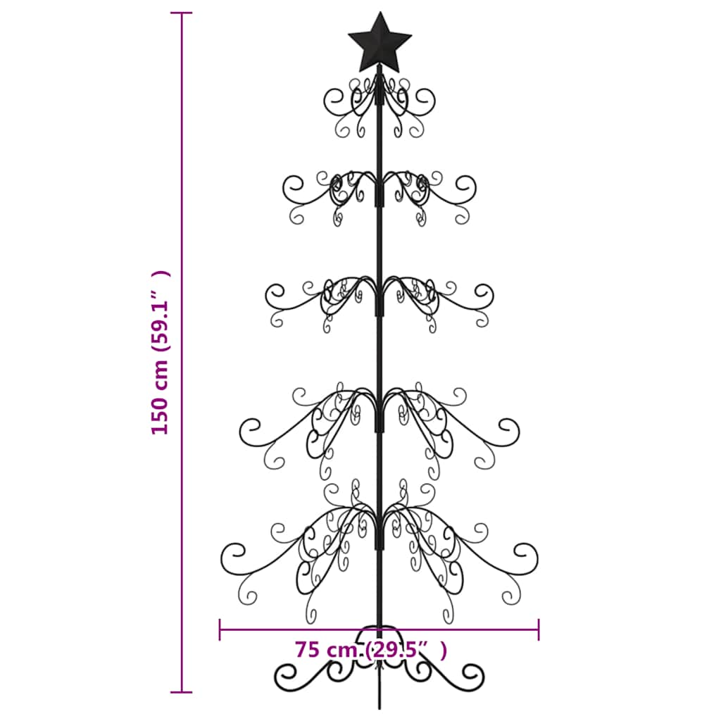 Arbre de Noël en métal pour décoration noir 150 cm - XIOS