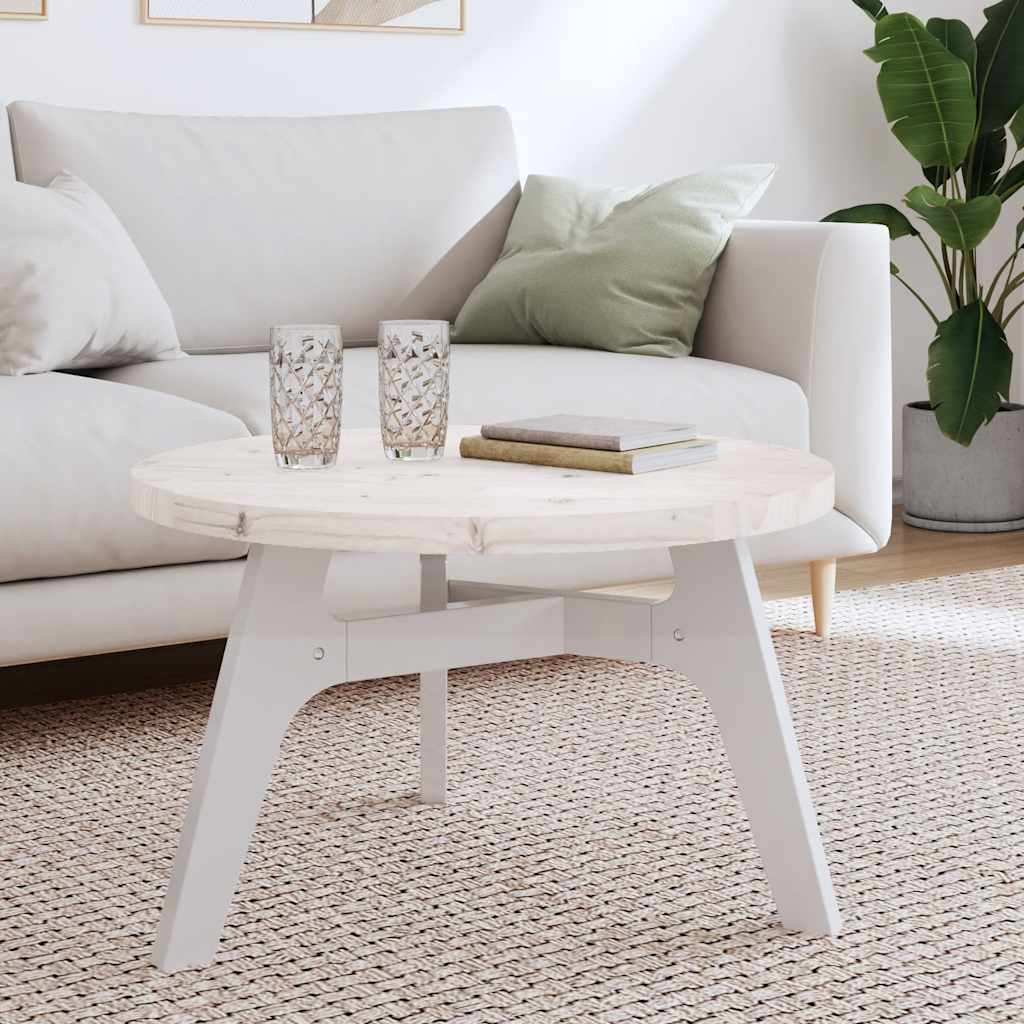 Dessus de table rond blanc Ø70x3 cm bois de pin massif - XIOS