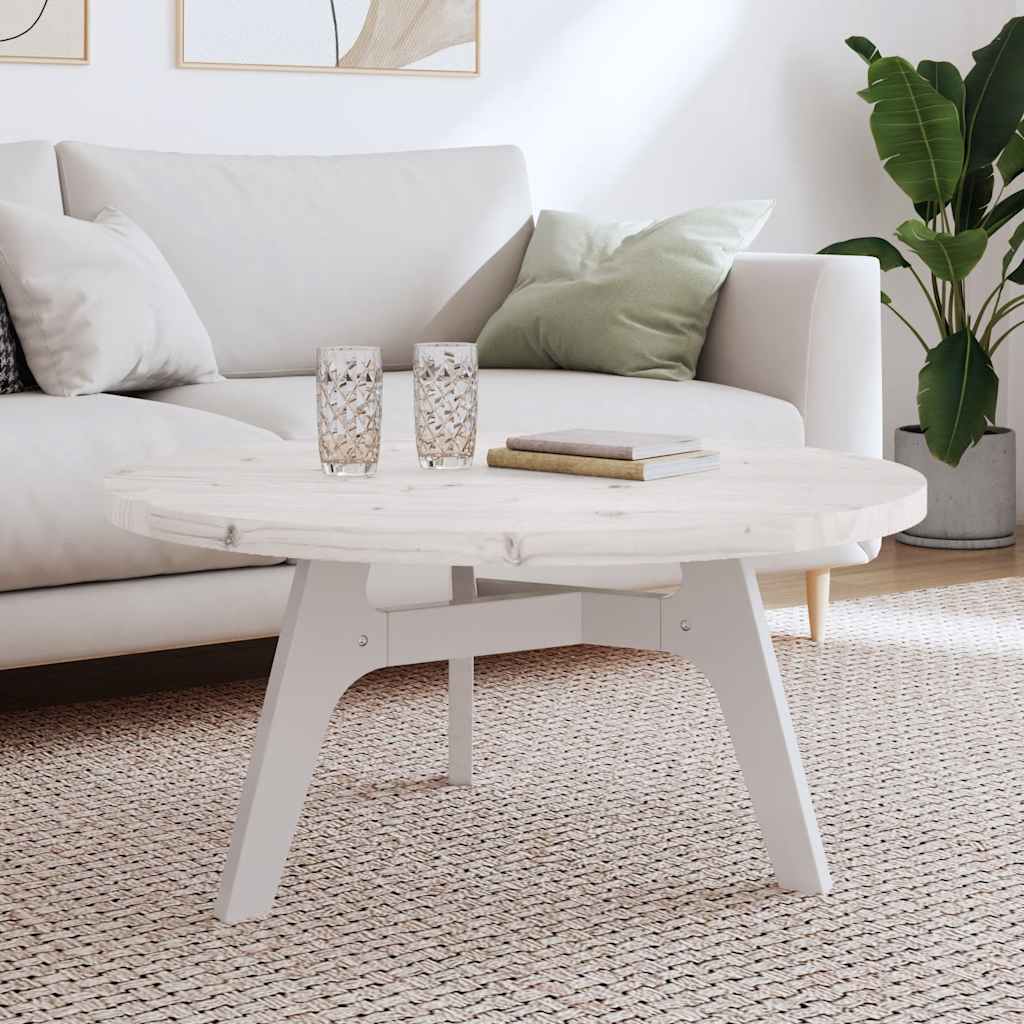 Dessus de table rond blanc Ø90x3 cm bois de pin massif - XIOS
