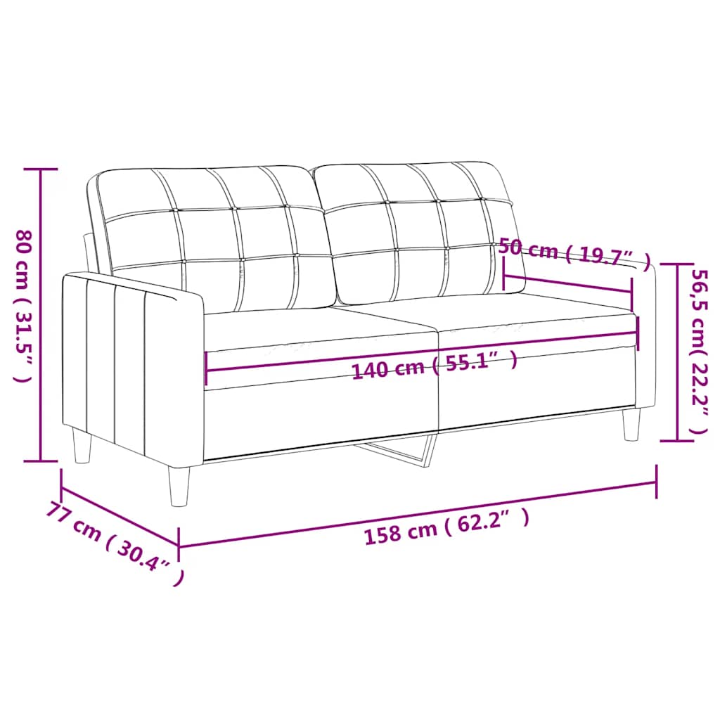 Canapé à 2 places Marron 140 cm Tissu - XIOS