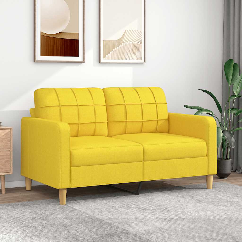 Canapé à 2 places Jaune clair 140 cm Tissu - XIOS