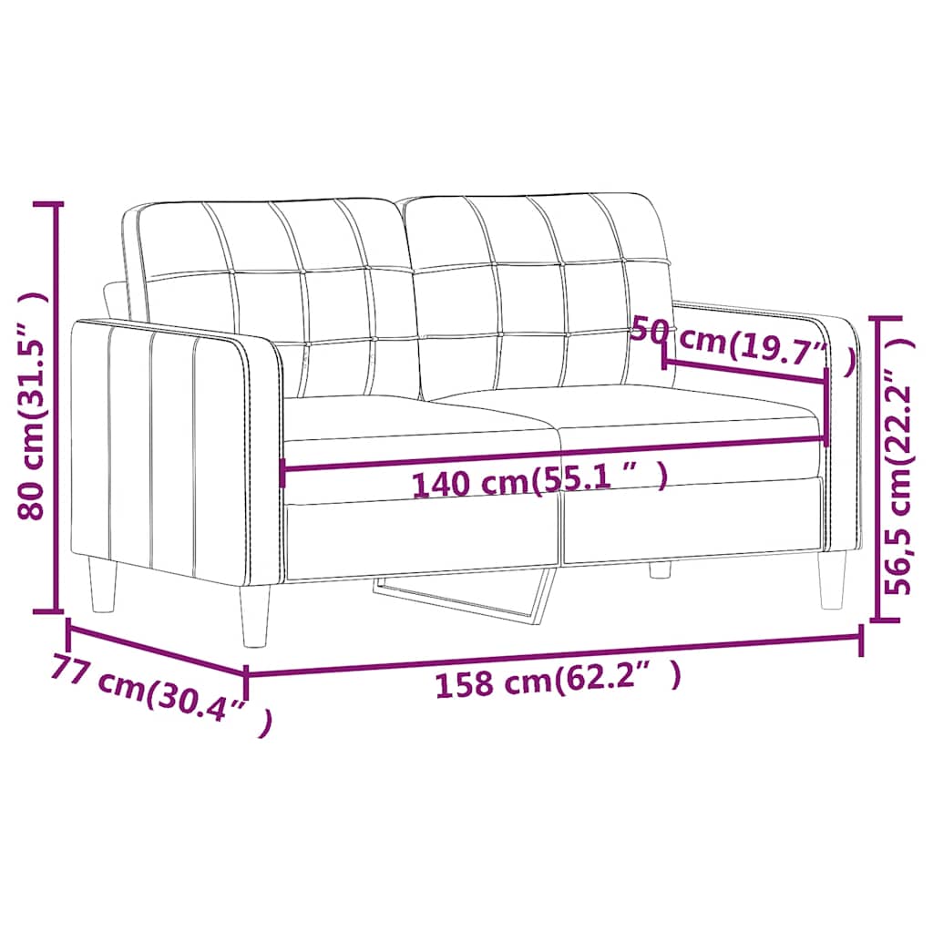 Canapé à 2 places Rouge bordeaux 140 cm Tissu - XIOS