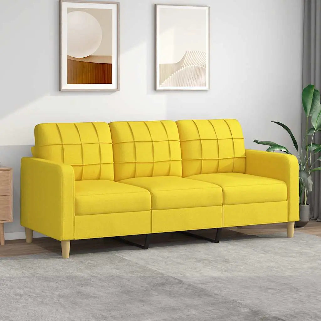 Canapé à 3 places Jaune clair 180 cm Tissu - XIOS
