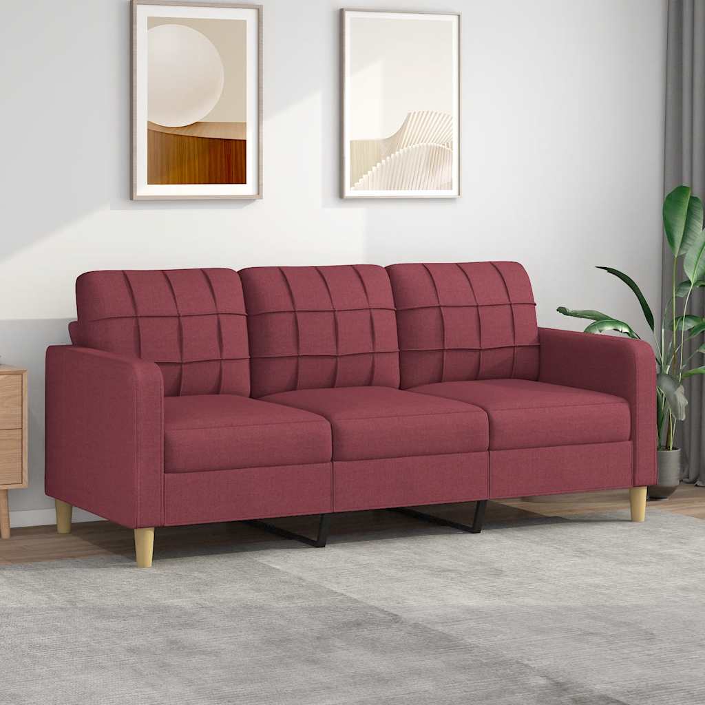 Canapé à 3 places Rouge bordeaux 180 cm Tissu - XIOS