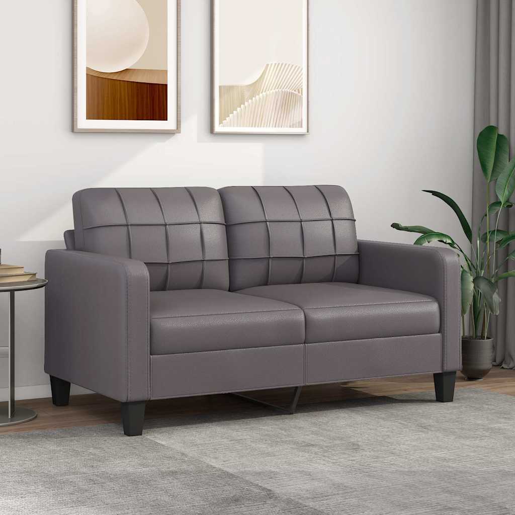 Canapé à 2 places Gris 140 cm Similicuir - XIOS