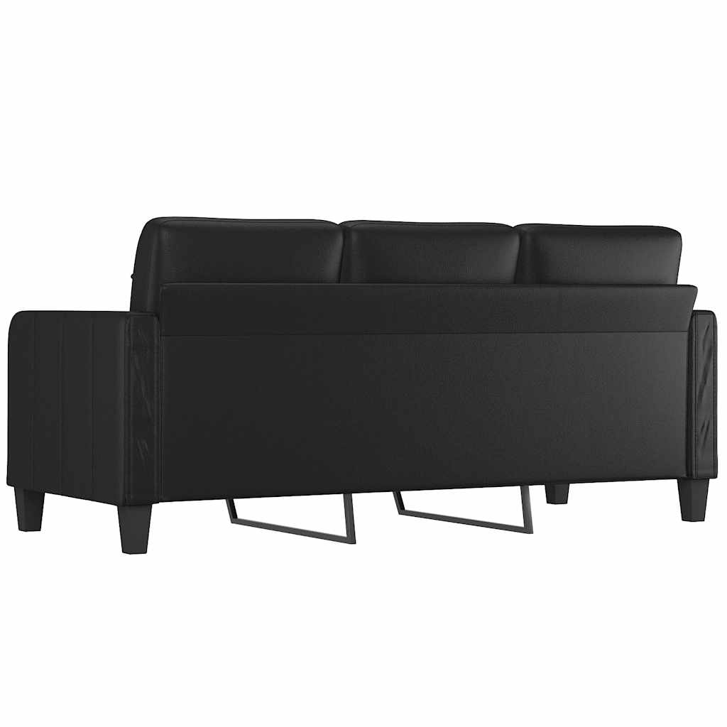 Canapé à 3 places Noir 180 cm Similicuir
