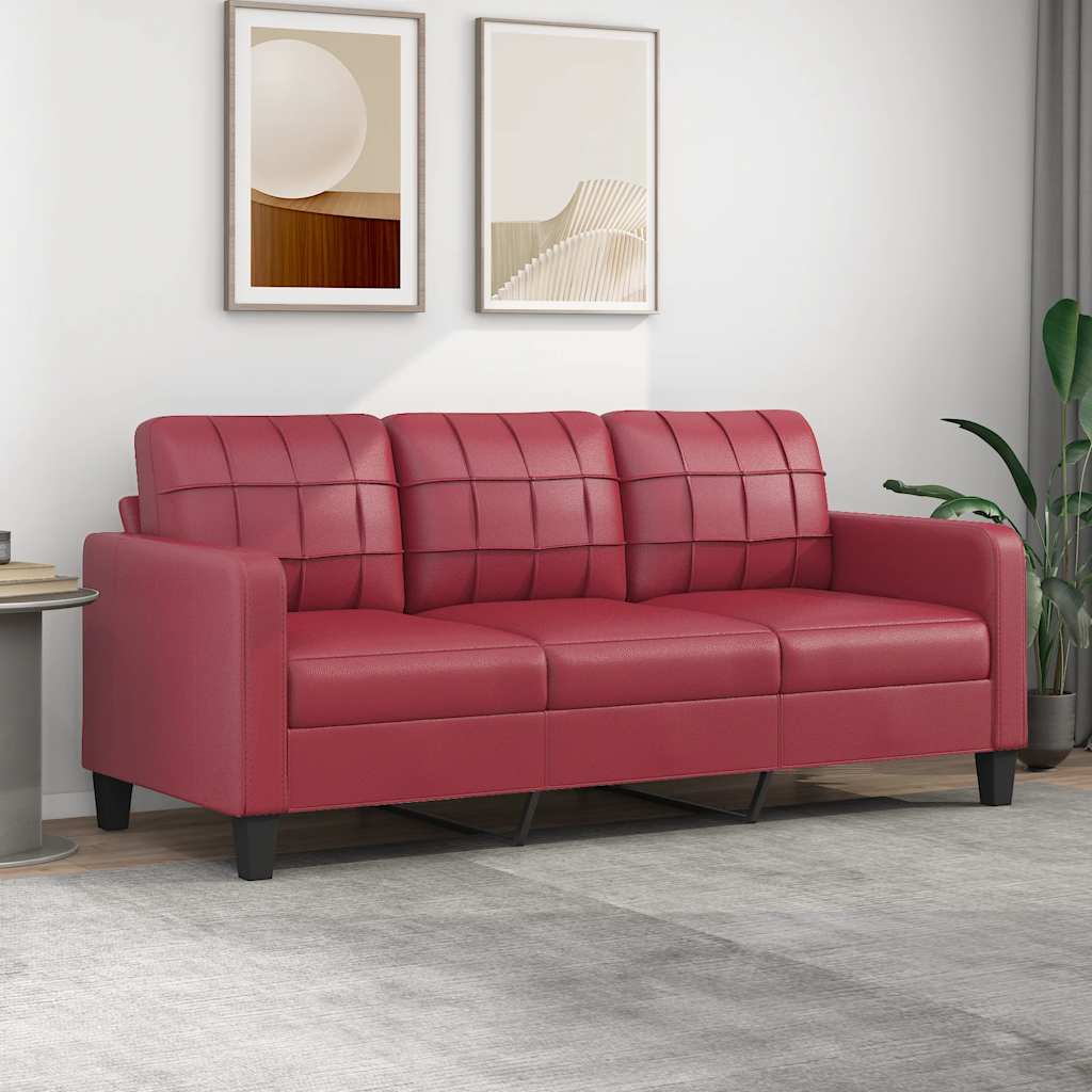 Canapé à 3 places Rouge bordeaux 180 cm Similicuir - XIOS