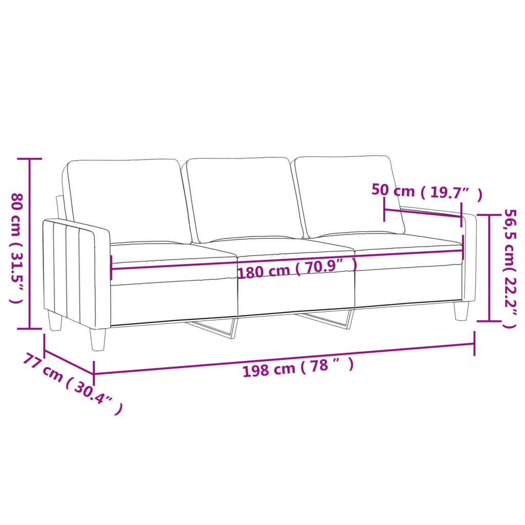 Canapé à 3 places Crème 180 cm Similicuir - XIOS