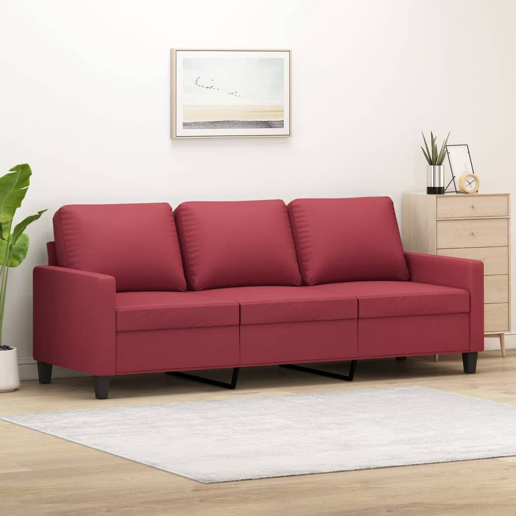 Canapé à 3 places Rouge bordeaux 180 cm Similicuir - XIOS