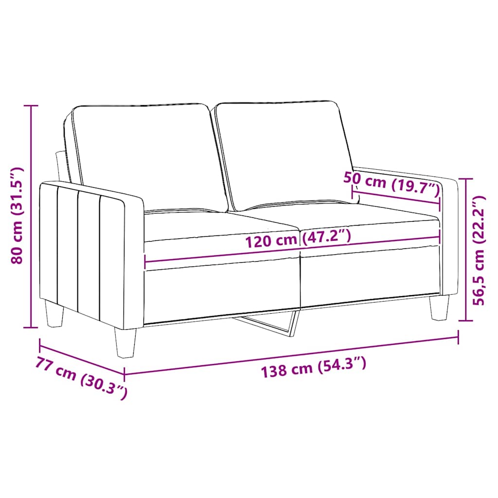 Canapé à 2 places Marron 120 cm Tissu - XIOS