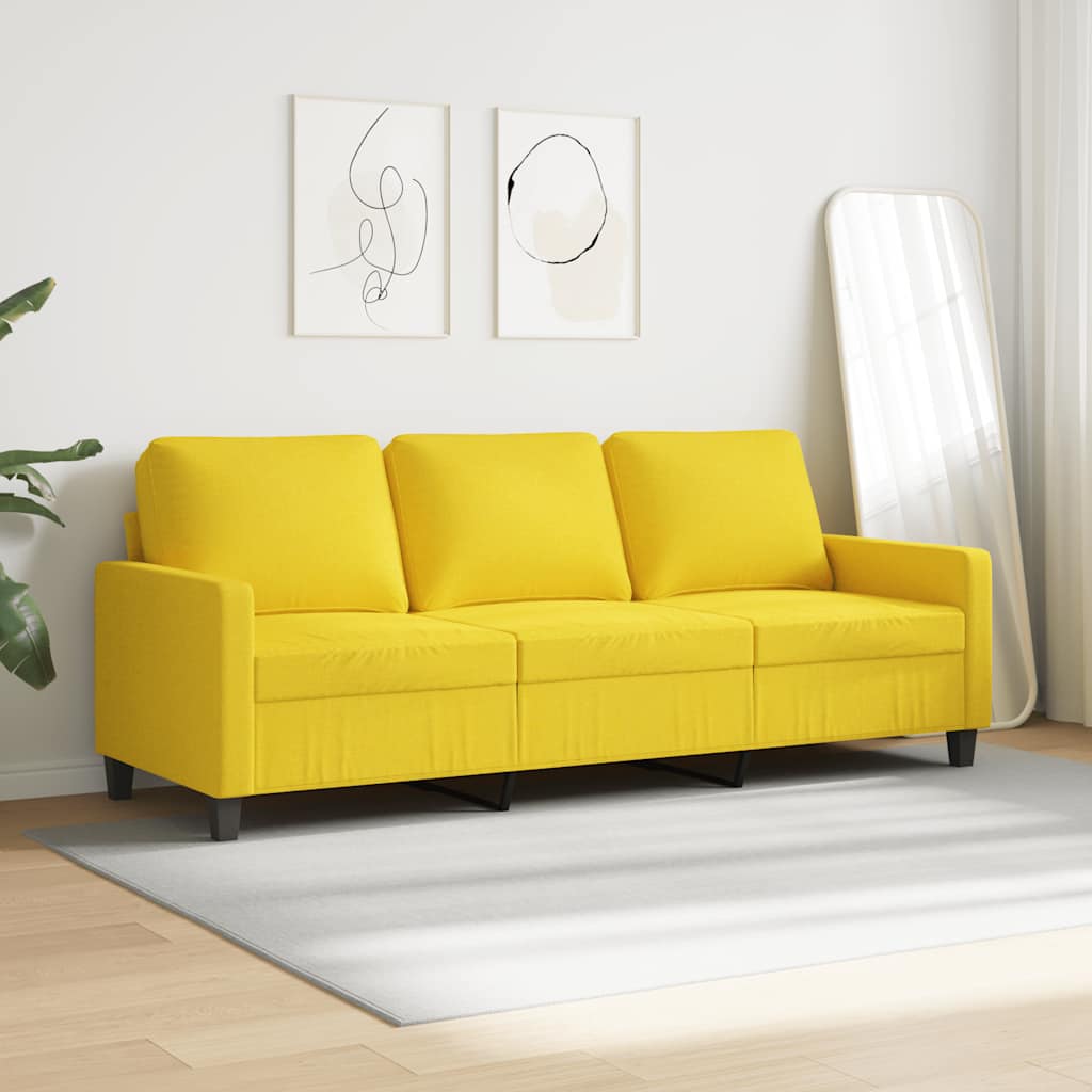 Canapé à 3 places Jaune clair 180 cm Tissu - XIOS